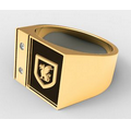 10K Gold Custom Men's Signet ring with stone and customization on shank and crown.